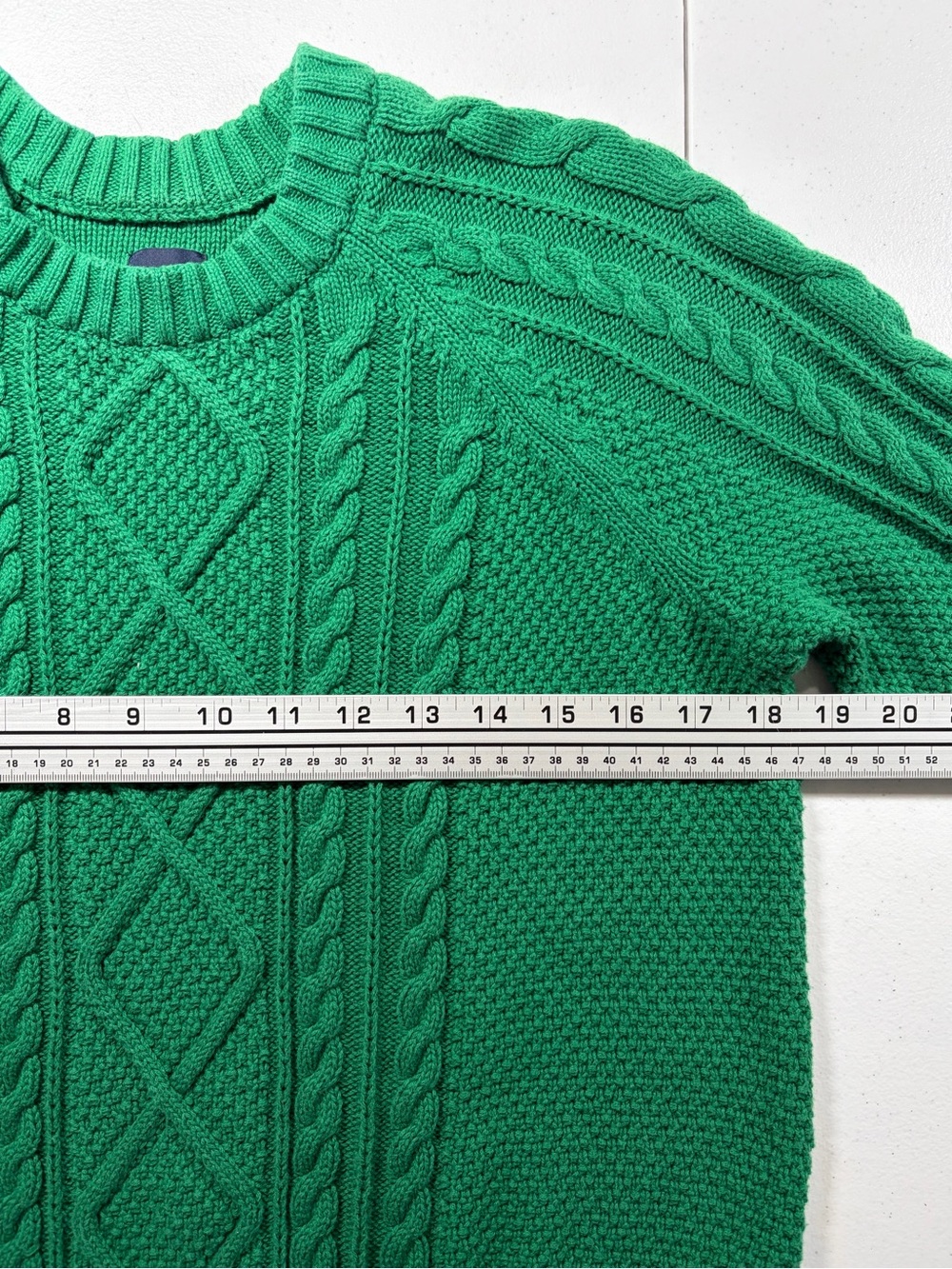 GAP Classic Cable Knit Crewneck Sweater Holiday Green (CS) - Picture 3 of 6